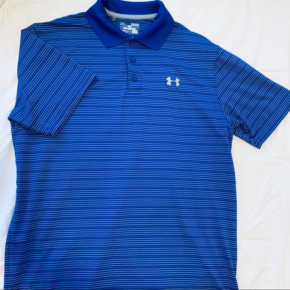 Under Armour Royal Blue Striped Polo Size Medium
